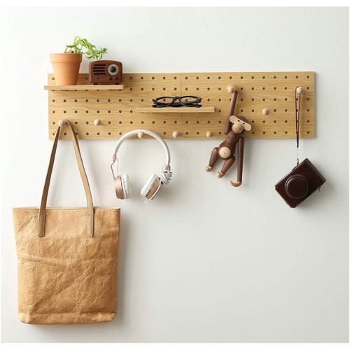 Wooden pegboard wall - wooden,