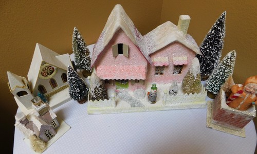 Vintage christmas putz pink - vintage,