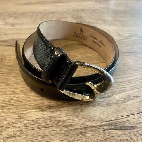 Italian black lizard skin belt - black,
