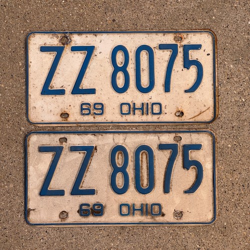 1969 ohio license plate - plate, pair