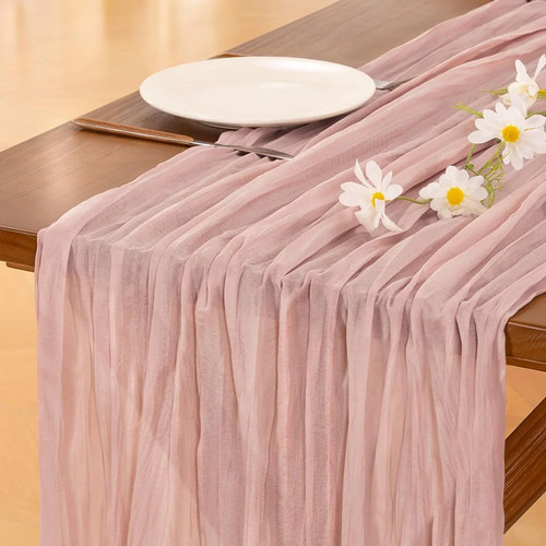 Pink cheesecloth table runner - cheesecloth,