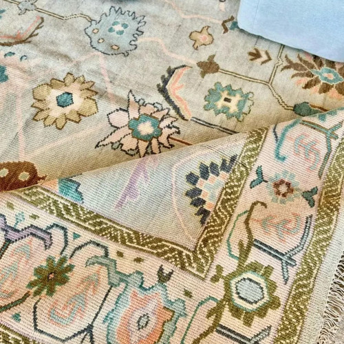 Hand knotted modern oushak rug - hand,