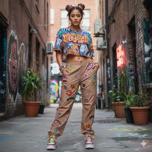 Patches parachute pants small - patches,