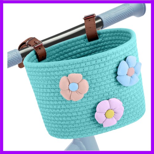 Kids bike basket cotton - cotton, rope