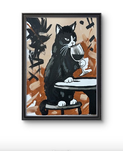 Original abstract cat wine - cat,