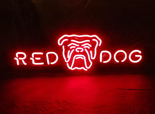 Stock red dog beer neon - stock, 20"