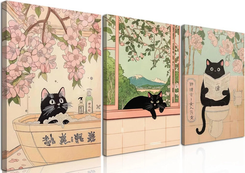 Japanese bathroom wall art set - wall,