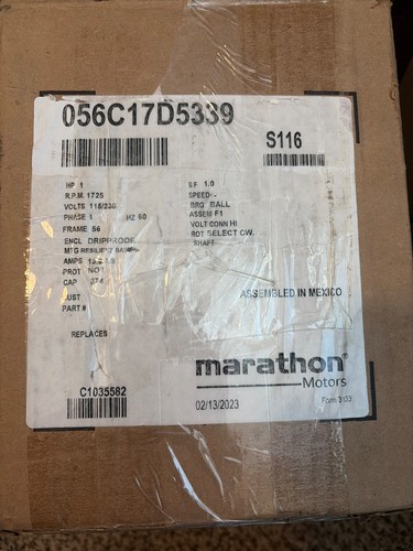 Marathon motor 056c17d5339 1hp - marathon,