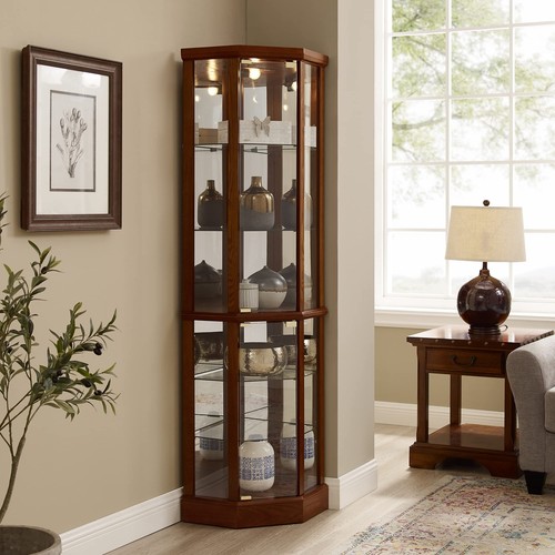 Lighted corner curio cabinet - lighted,