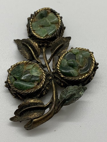 Vintage brooch pin jade - pin,