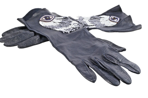 Vintage black leather fringe - black,