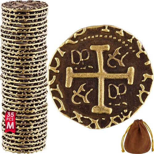 Bronze metal pirate coins set - metal,