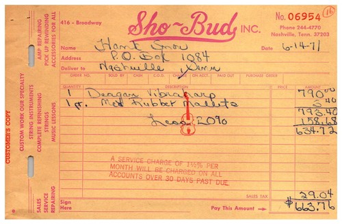 Vintage hank snow - snow, receipt
