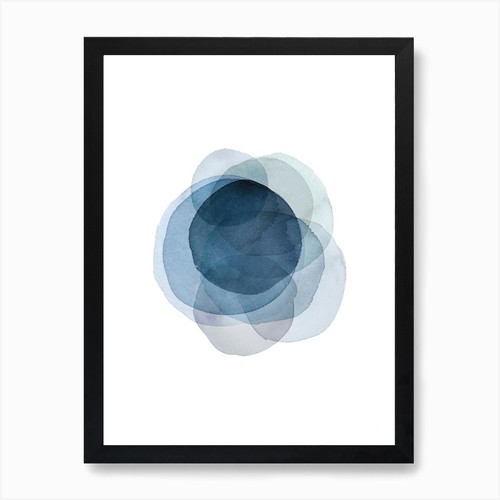 Blue watercolor circles - blue,