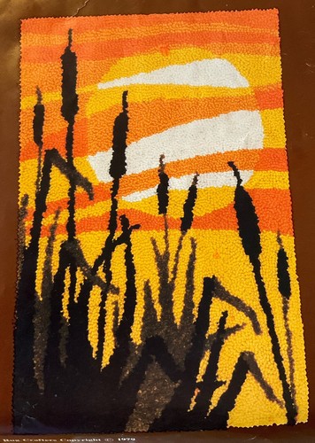 Sunset cattails vintage 70s - vintage,