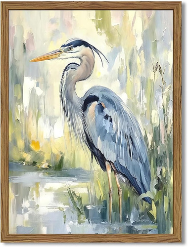 Framed blue heron wall art - heron,
