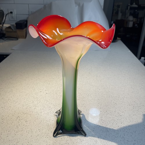 Vintage tulip vase hand - hand, blown