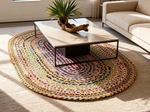 Braided oval chindi area - braided,