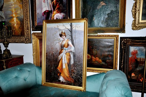 Very large vintage salon - large, oil