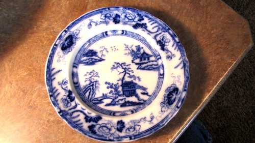 Lovely antique flow blue - lovely, 7"