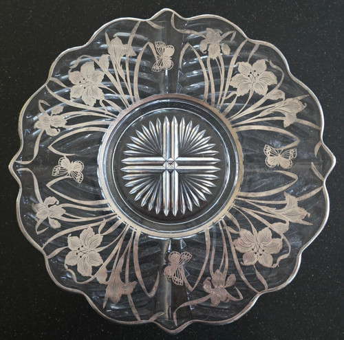 Vtg sterling overlay platter - vtg,