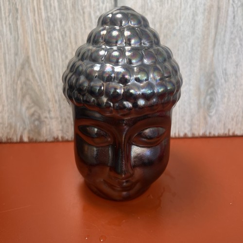Ceramic zen buddha head silver - ceramic,