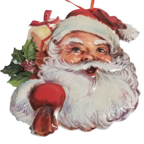 Retro santa claus face metal - retro,
