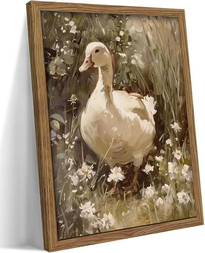 Framed goose wall art rustic - framed,