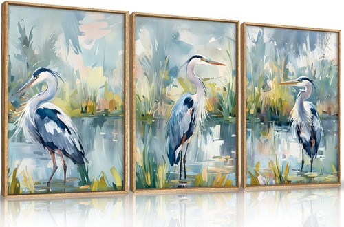 Watercolor blue heron canvas - watercolor,