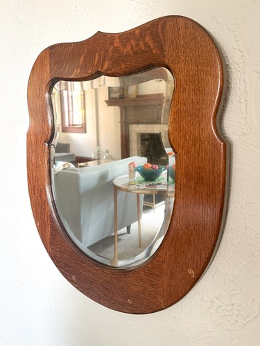 Antique wooden shield - wooden, mirror