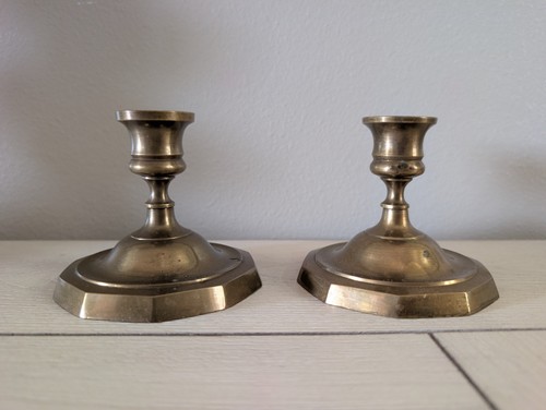 Pair vintage brass - pair, candle