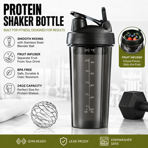 24oz gym protein shaker - protein, bottle