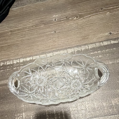 Clear pressed glass oval - pressed,