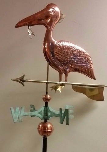 Copper pelican weathervane - copper, weathervane,all