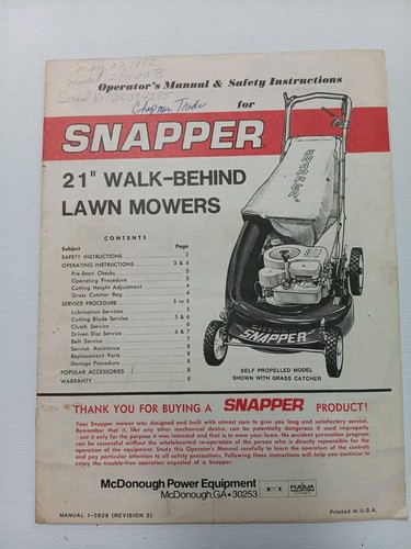 Vintage original snapper - snapper, 21"