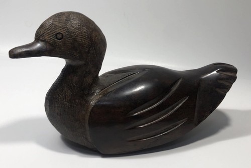 Wooden duck decoy brown - duck, carved