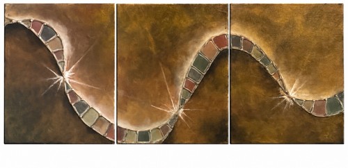 Triptych art mixed - mixed, media