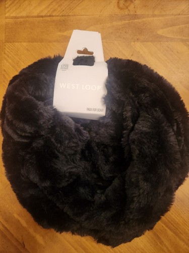 Faux fur infinity - scarf, black