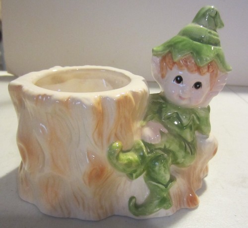 Vintage green pixie elf tree - green, pixie-elf