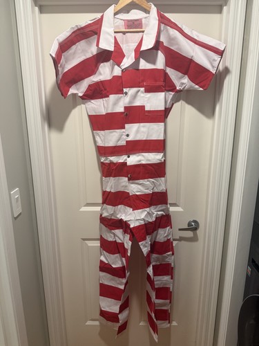 Red and white inmate jail - and,