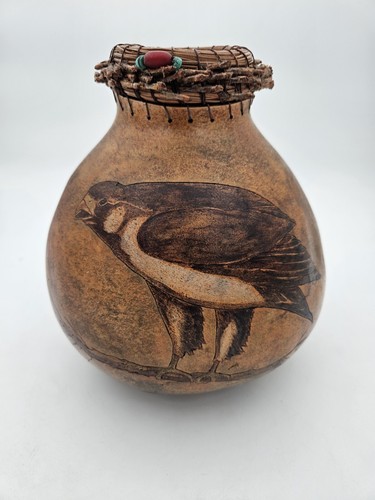 Handpainted gourd art hawkeye - handpainted,