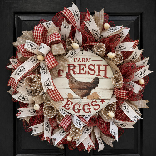 Farm fresh eggs wreath - fresh,