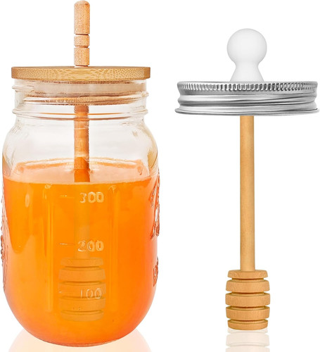 Glass honey jar with - glass,