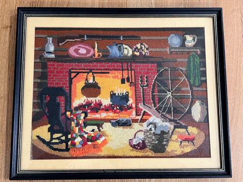 Vintage art cabin fireplace - art,