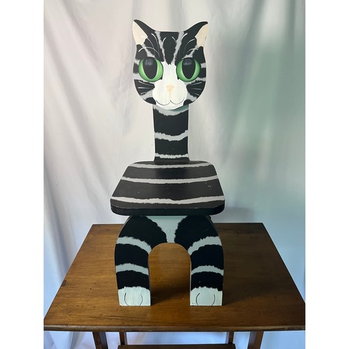 Hand painted wooden cat - hand,