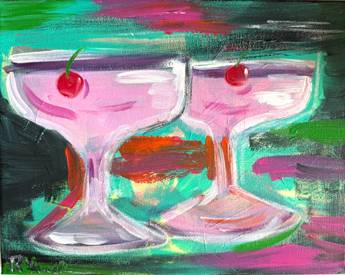Pink martini original painting - martini,