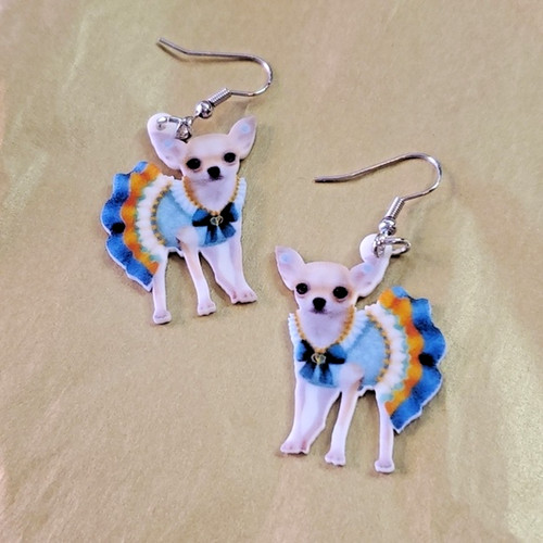 Blue dress chihuahua dog - blue,