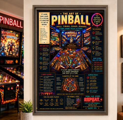 Pinball arcade poster retro - pinball,