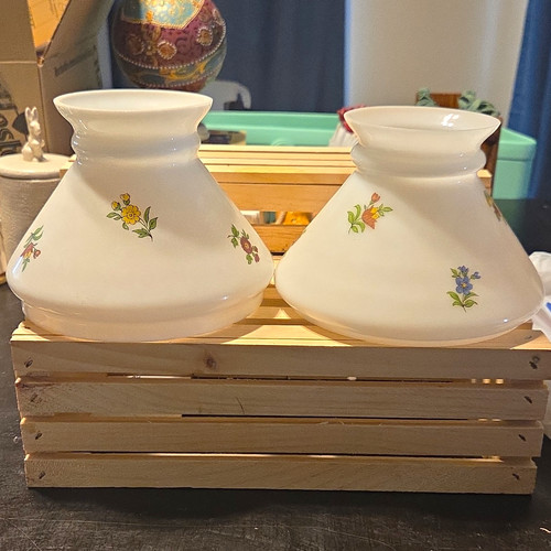 Pair frosted white glass - pair,