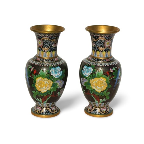 Pair cloisonne vases - a,